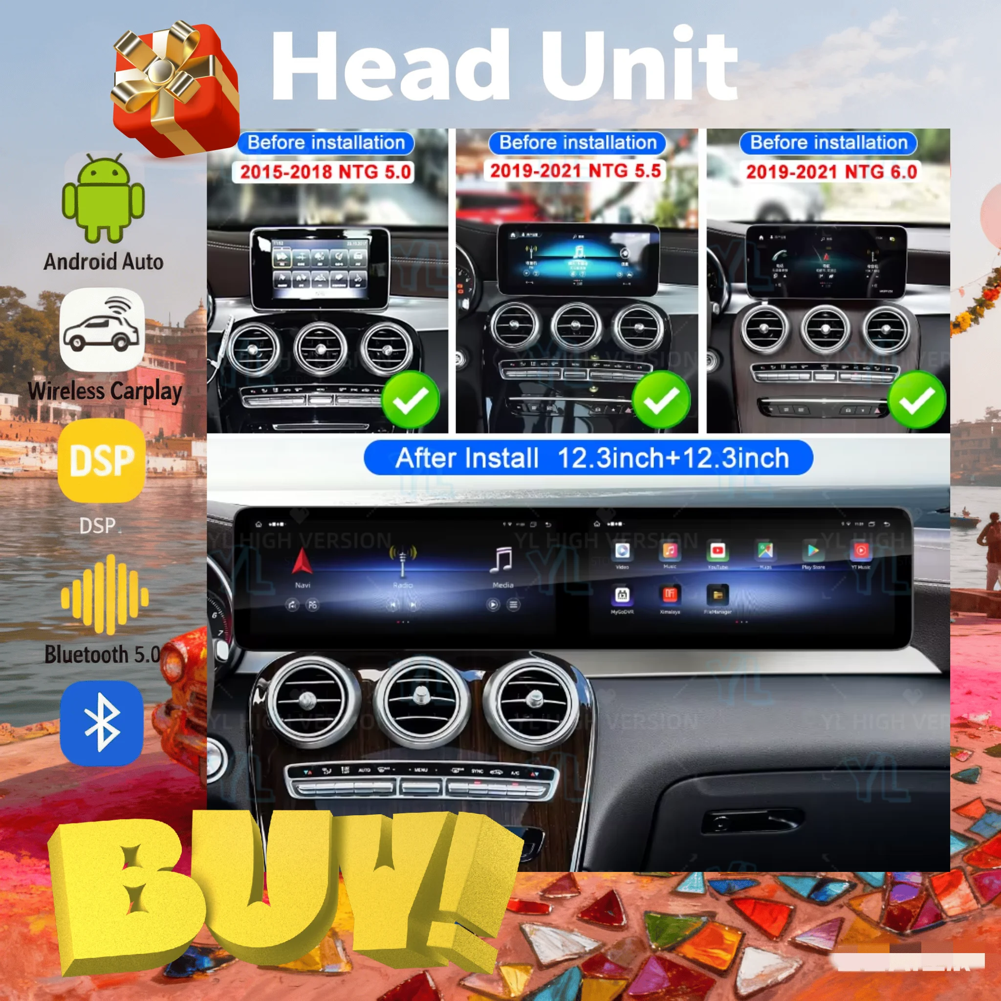 R 12.3inch Dual Screen Android 13 Carplay For Benz C GLC NTG 5.0 5.5 6.0 2016-2022 Navigation Autoradio DSP GPS Car Multimedia
R 12.3inch Dual Screen Android 13 Carplay For Benz C GLC NTG 5.0 5.5 6.0 2016-2022 Navigation Autoradio DSP GPS Car Multimedia