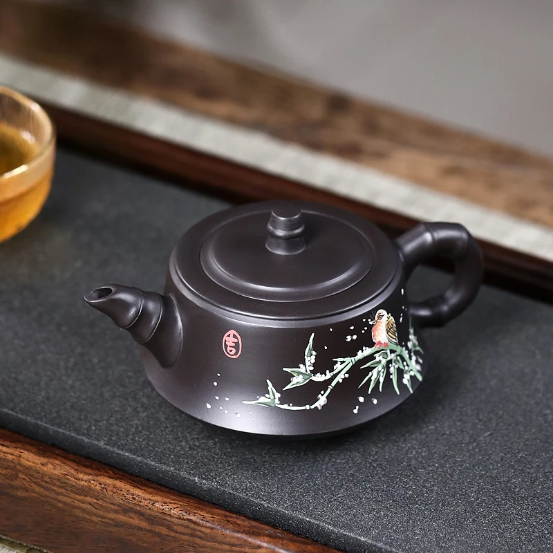 Chinese Style Bamboo pattern Teapot, Purple Clay Raw ore black mud, Kung Fu Household Supplies Pure Handmade 220cc Tea Pots, 1Pc
Chinese Style Bamboo pattern Teapot, Purple Clay Raw ore black mud, Kung Fu Household Supplies Pure Handmade 220cc Tea Pots, 1Pc