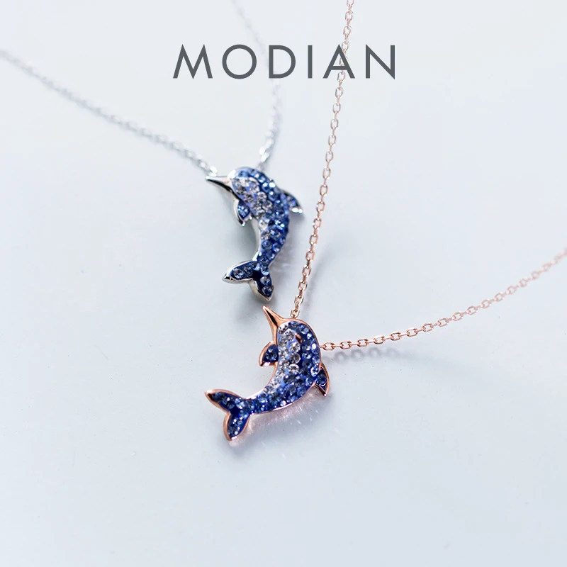 Modian New Trendy Blue Crystal Dolphin Sparkling Necklaces Pendant For Women Real 925 Sterling Silver Animal Charm Jewelry Gift
Modian New Trendy Blue Crystal Dolphin Sparkling Necklaces Pendant For Women Real 925 Sterling Silver Animal Charm Jewelry Gift