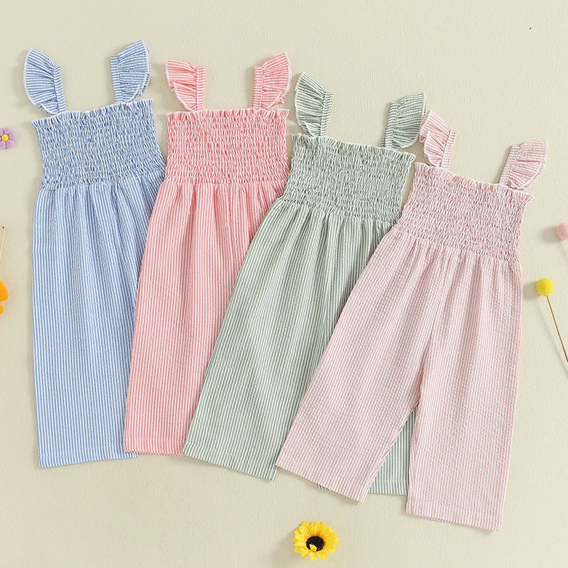 Toddler Baby Girl Striped Jumpsuit Smocked Ruffled Trim Flying Sleeve Infant Girl Romper for Summer Children Overalls Outfits
Toddler Baby Girl Striped Jumpsuit Smocked Ruffled Trim Flying Sleeve Infant Girl Romper for Summer Children Overalls Outfits