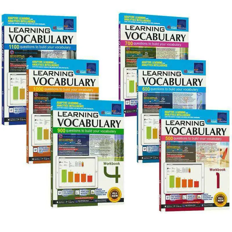 New Version 6pcs/Full Set Singpore Learning Vocabulary Workbook Level1-6 by Singpore Asia Publishers Free Shipping
New Version 6pcs/Full Set Singpore Learning Vocabulary Workbook Level1-6 by Singpore Asia Publishers Free Shipping