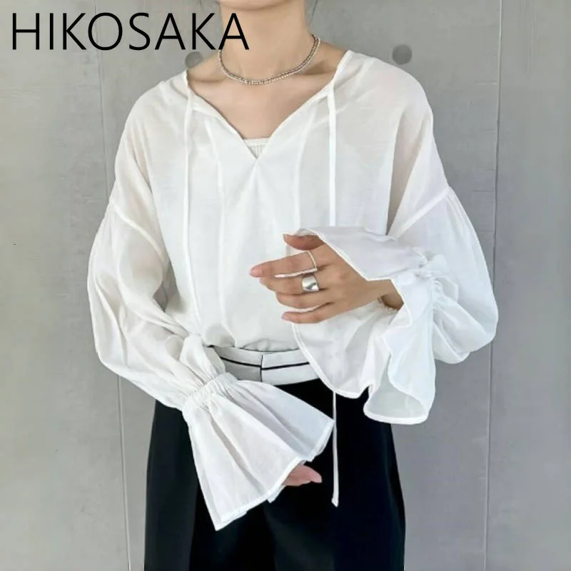 Simple Lace-up V-neck Flare Sleeve Blouse Solid Loose Casual Pullover Shirts Women 2024 Summer Elegant All-match Blusas Mujer
Simple Lace-up V-neck Flare Sleeve Blouse Solid Loose Casual Pullover Shirts Women 2024 Summer Elegant All-match Blusas Mujer