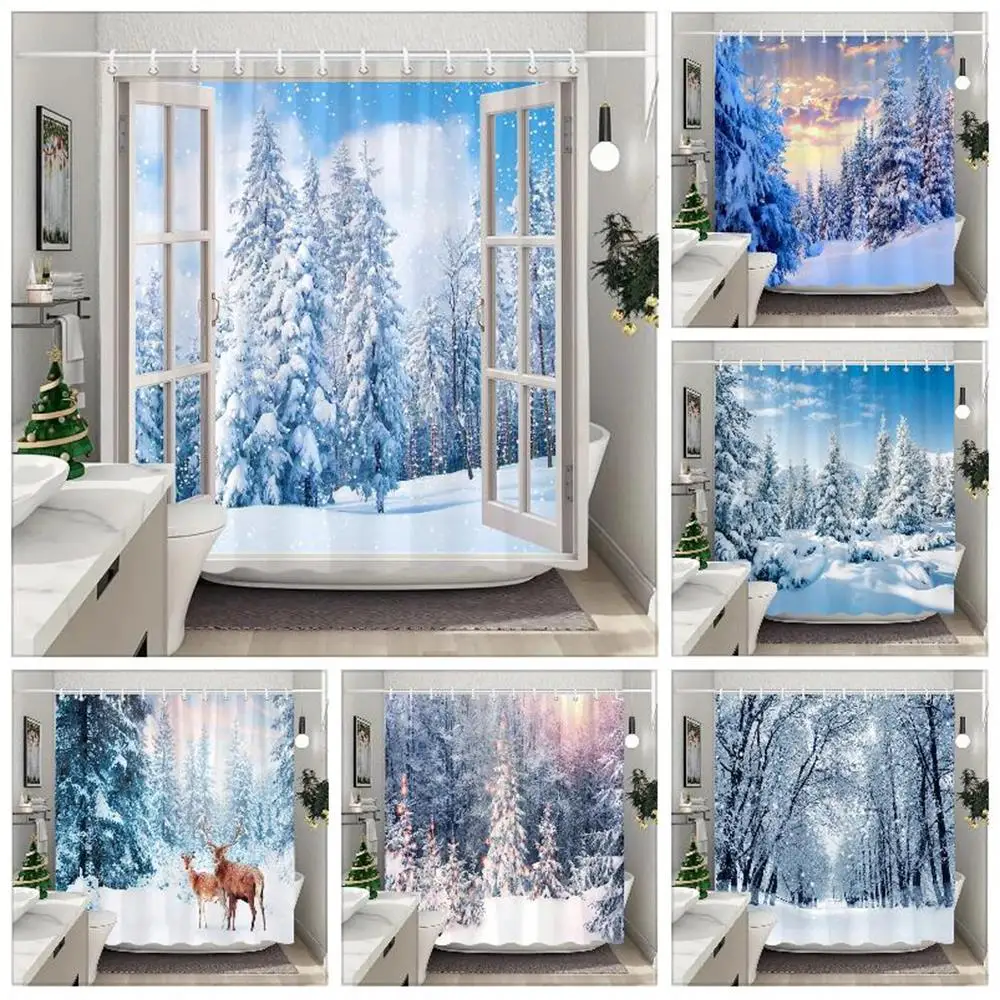 Winter Forest Snow Shower Curtains Christmas Tree Happy New Year Gift Polyester Fabric Washable Home Bath Curtain Bathroom Decor
Winter Forest Snow Shower Curtains Christmas Tree Happy New Year Gift Polyester Fabric Washable Home Bath Curtain Bathroom Decor