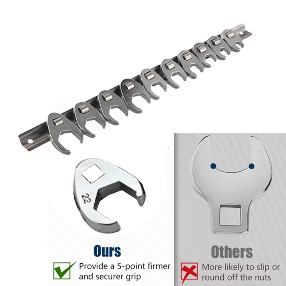 3/8in Drive Crowfoot Wrench Set 10-Piece Metric 10-22mm Open End Nut Wrench Tool Kit
3/8in Drive Crowfoot Wrench Set 10-Piece Metric 10-22mm Open End Nut Wrench Tool Kit