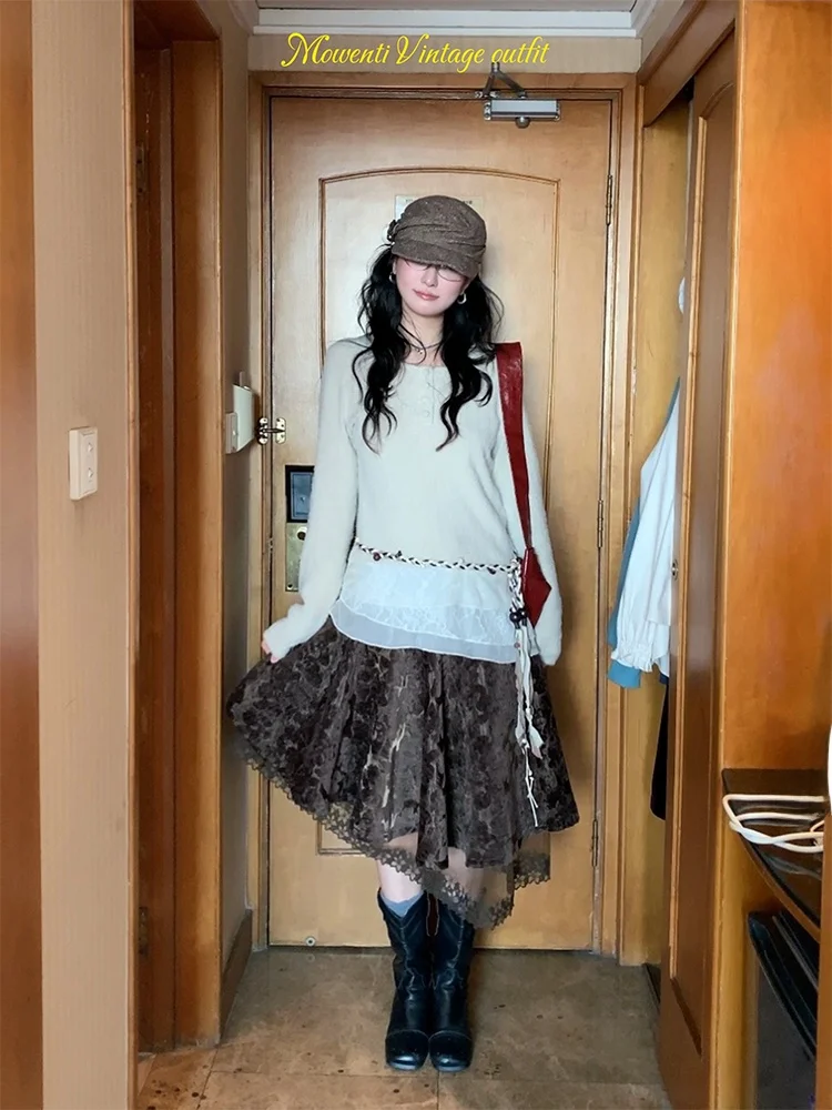 MOWENTI Soft Lace Splicing Knitted Sweater Women's Inner Wear Top Gentle Sle Long Sve Loose Fit Knitted Longue F695
MOWENTI Soft Lace Splicing Knitted Sweater Women's Inner Wear Top Gentle Sle Long Sve Loose Fit Knitted Longue F695