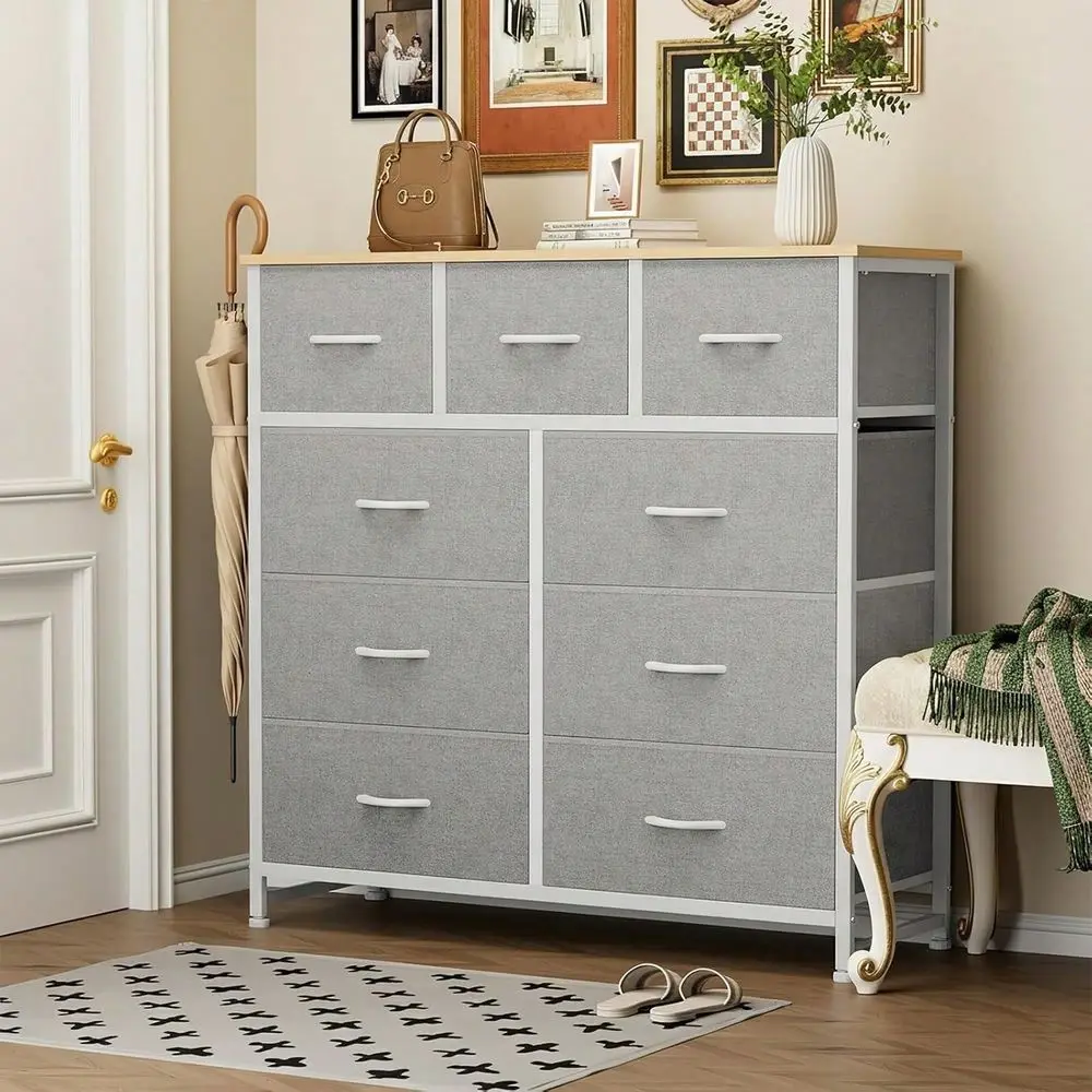 9Drawer Dresser, Fabric Storage Tower For Bedroom, Hallway, Entryway, Closet, Tall Chest Organizer Unit With Fabric Bins, Steel
9Drawer Dresser, Fabric Storage Tower For Bedroom, Hallway, Entryway, Closet, Tall Chest Organizer Unit With Fabric Bins, Steel