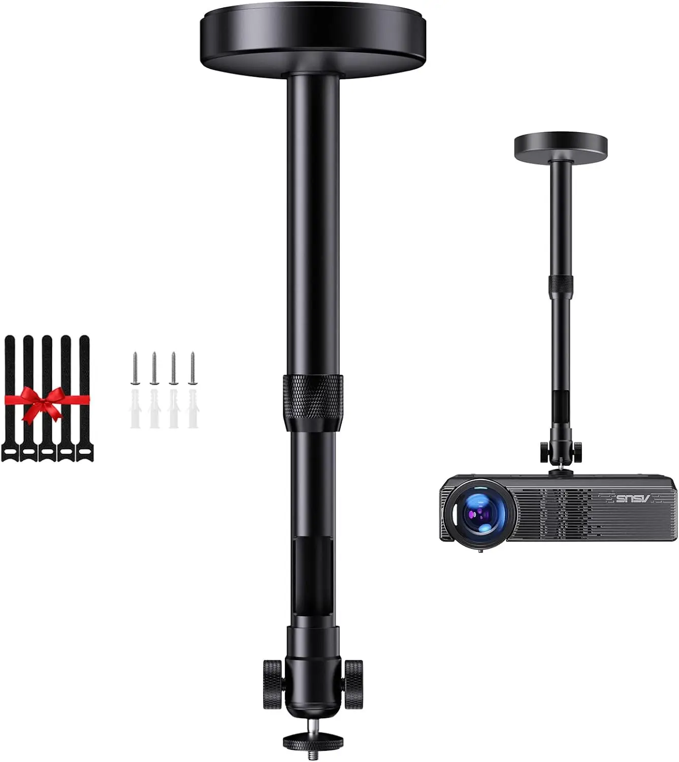 Universal Projector Ceiling Mount with Gimbal, Adjustable 11.7-17.2" Length, 1/4" Screw, 360° Rotation, 90° Tilt, for Most Mini
Universal Projector Ceiling Mount with Gimbal, Adjustable 11.7-17.2" Length, 1/4" Screw, 360° Rotation, 90° Tilt, for Most Mini