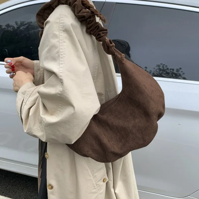 Women's Multi-color Suede Crescent Shoulder Bag with Ruched Strap, Casual Hobo Tote for Daily Office, Weekend Travel & Errands
Women's Multi-color Suede Crescent Shoulder Bag with Ruched Strap, Casual Hobo Tote for Daily Office, Weekend Travel & Errands