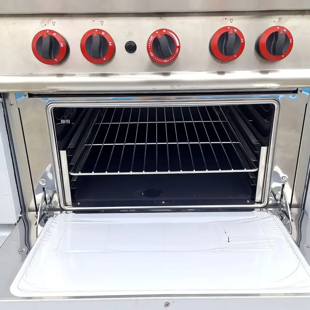 Gas Cooker with 4 Burners ,Commercial Restaurant Hotel Kitchen Stove, Stainless Steel Countertop Gas Equipment with Oven
Gas Cooker with 4 Burners ,Commercial Restaurant Hotel Kitchen Stove, Stainless Steel Countertop Gas Equipment with Oven