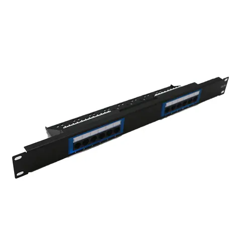 Patch Panel 12 Port 19 Inch Rack Mount UTP Unshielded Cat6/Cat5e Network, for Data Center Server Rack Cable Management 1U Height