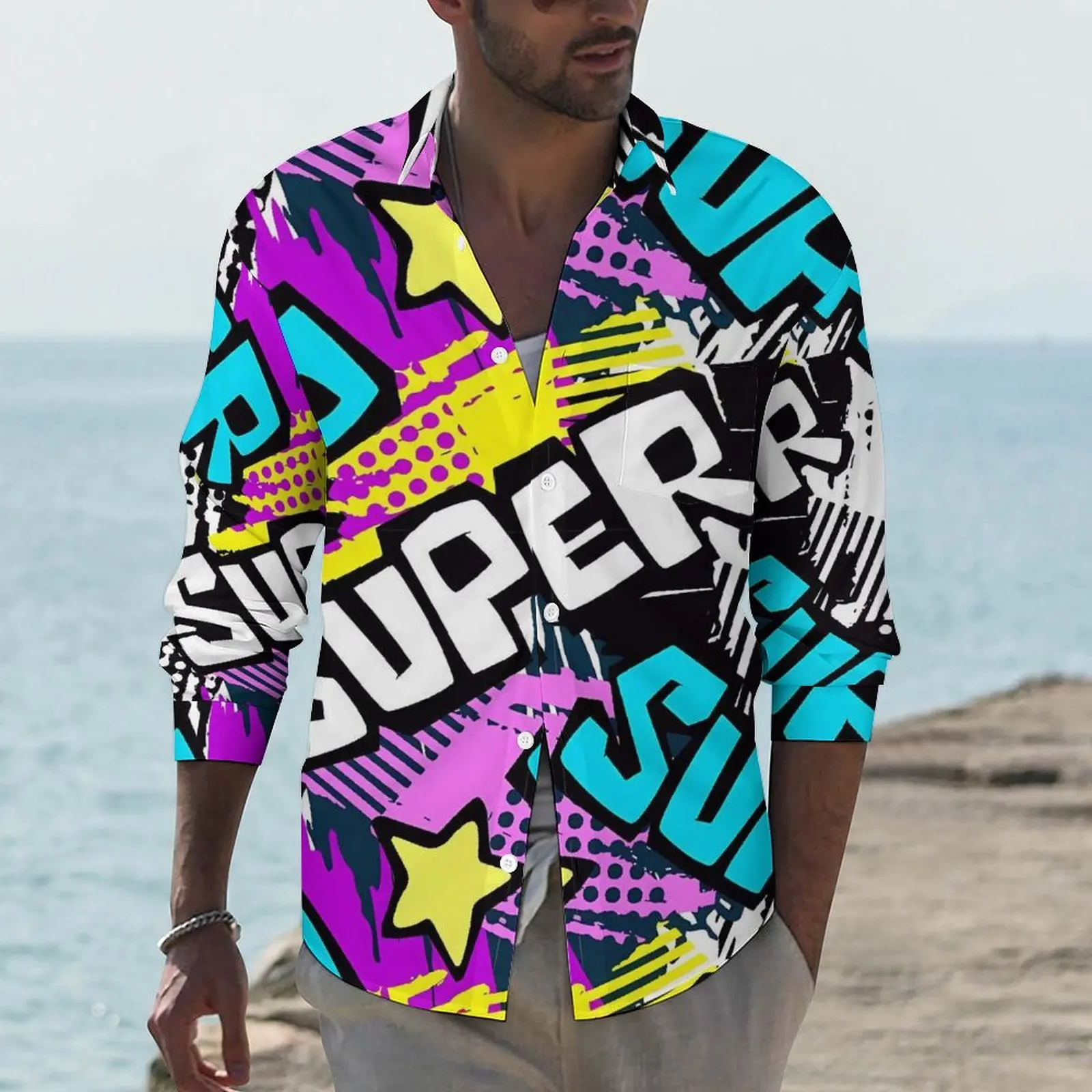 Colorful Graffiti Shirt Men Letter Print Casual Shirts Autumn Streetwear Graphic Blouses Long Sleeve Retro Oversized Clothing
Colorful Graffiti Shirt Men Letter Print Casual Shirts Autumn Streetwear Graphic Blouses Long Sleeve Retro Oversized Clothing