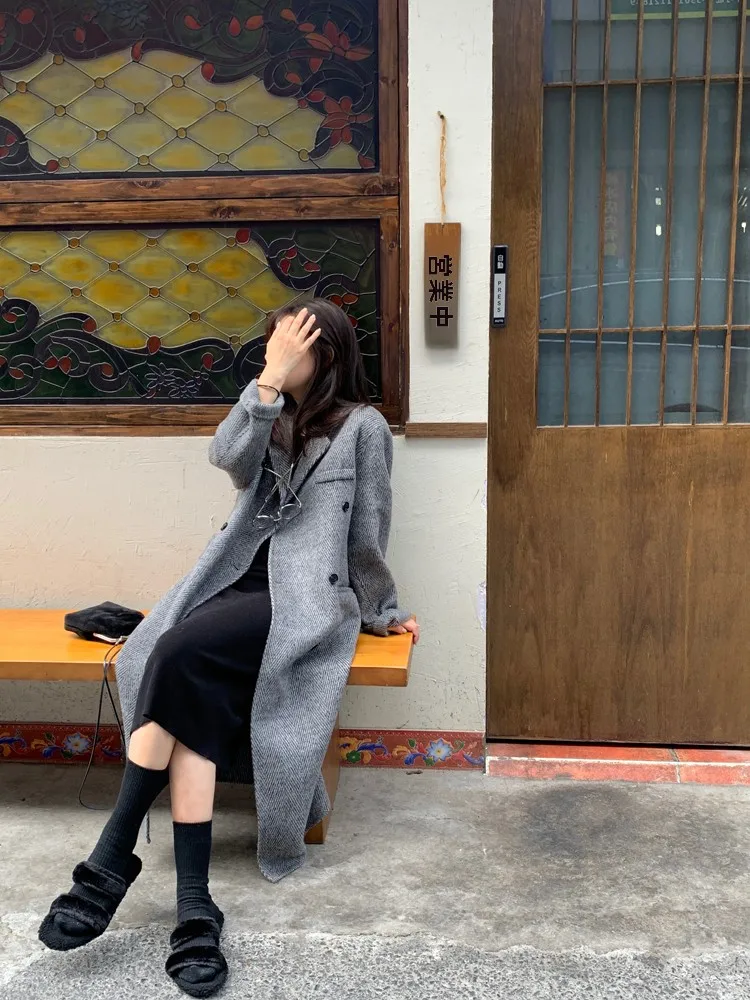 Classic Double-Sided Woolen Coat Women's Autumn Winter Zigzag Pattern Lazy Style Outerwear Long Sleeve Commute Simple Design
Classic Double-Sided Woolen Coat Women's Autumn Winter Zigzag Pattern Lazy Style Outerwear Long Sleeve Commute Simple Design
