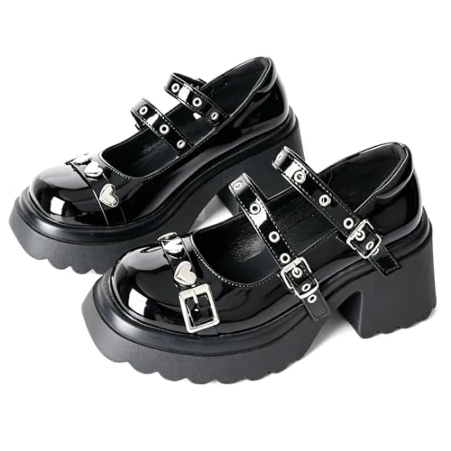 MEOTINA Platform Mary Janes for Women Heart Chunky Heels Mary Jane Shoes Goth/Lolita/Cosplay/Y2K Ankle Buckle Strap Platform Pu
MEOTINA Platform Mary Janes for Women Heart Chunky Heels Mary Jane Shoes Goth/Lolita/Cosplay/Y2K Ankle Buckle Strap Platform Pu