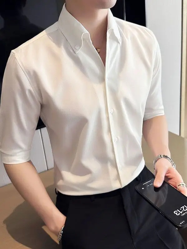 Elegant Point Collar Slim Fit mid Sleeve Shirt for Men Summer Cleanfit PU Leather Easy to Wear Inner Neck 3D Effect
Elegant Point Collar Slim Fit mid Sleeve Shirt for Men Summer Cleanfit PU Leather Easy to Wear Inner Neck 3D Effect
