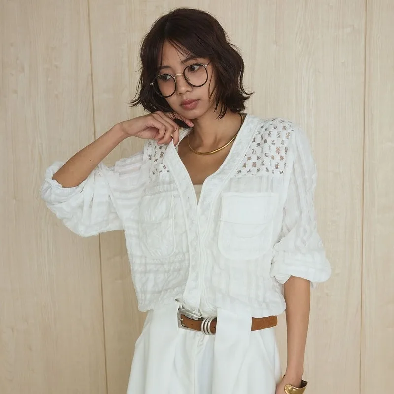 2026 Spring Summer V Neck Lace Spliced Drawstring Cardigan Women Hollow Out Knitted Top Fashion Elegant Casual Streetwear
2026 Spring Summer V Neck Lace Spliced Drawstring Cardigan Women Hollow Out Knitted Top Fashion Elegant Casual Streetwear