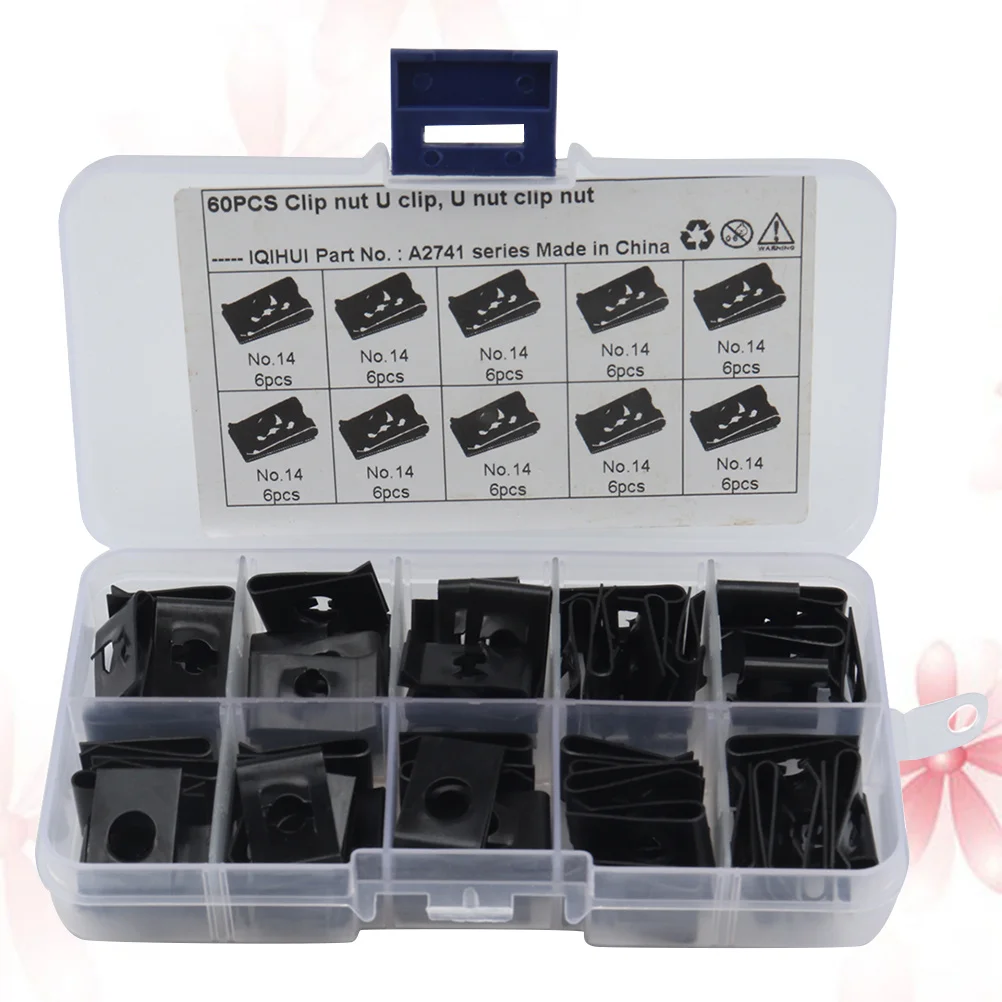 60pcs Spring Nuts Clips Manganese Steel U Type Nut Clip Black Automotive Fasteners For Panel Bumper Wire Fixing
60pcs Spring Nuts Clips Manganese Steel U Type Nut Clip Black Automotive Fasteners For Panel Bumper Wire Fixing