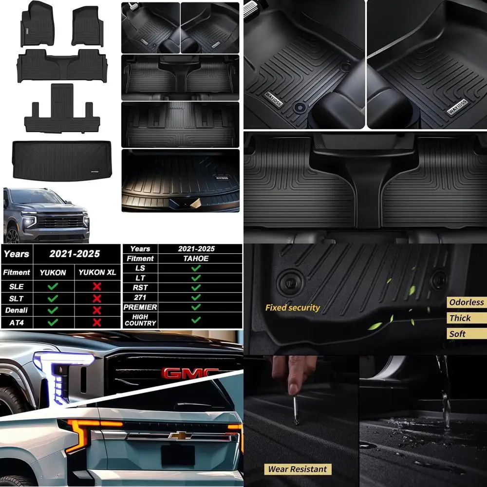 Floor Mats & Trunk Mat for Chevrolet Tahoe 2021-2024 2025 (Only Fit 7 Seats) with 2nd Row Bucket Seats/GMC Yukon (Not Fit XL),Al
Floor Mats & Trunk Mat for Chevrolet Tahoe 2021-2024 2025 (Only Fit 7 Seats) with 2nd Row Bucket Seats/GMC Yukon (Not Fit XL),Al