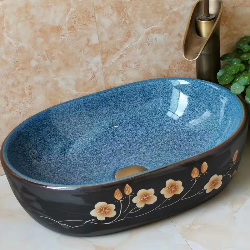 Vintage small oval square bathroom art stage wash basin ceramic American washbasin wash basin
Vintage small oval square bathroom art stage wash basin ceramic American washbasin wash basin
