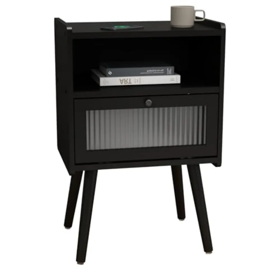 Mid Century Modern Nightstand Side Table with Storage Bedside Tables with Glass Door End Table with Solid Wood Legs for Bedroom
Mid Century Modern Nightstand Side Table with Storage Bedside Tables with Glass Door End Table with Solid Wood Legs for Bedroom