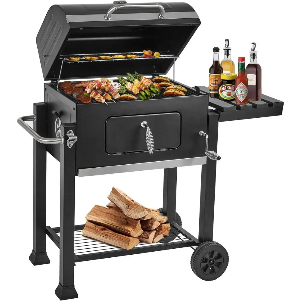 Large Outdoor BBQ Grill with Cast Iron Grates and Side Table for Patio Parties
Large Outdoor BBQ Grill with Cast Iron Grates and Side Table for Patio Parties