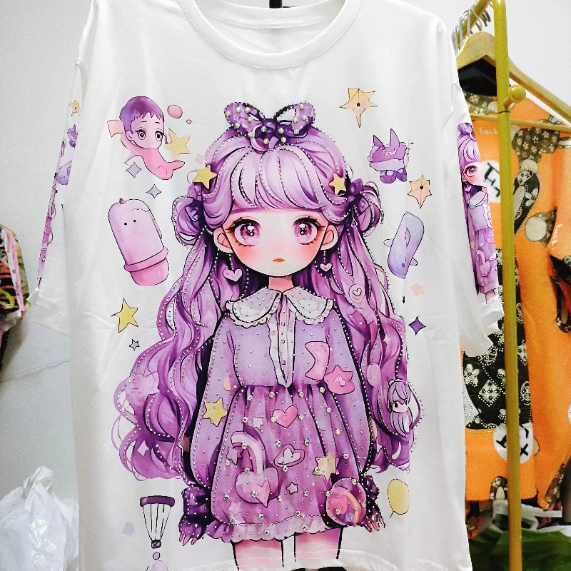 Dophee Original All-match Summer Women Tshirts Round Neck Loose Short Sleeve Tees Sweet Cartoon Beading Students Casual Tops
Dophee Original All-match Summer Women Tshirts Round Neck Loose Short Sleeve Tees Sweet Cartoon Beading Students Casual Tops
