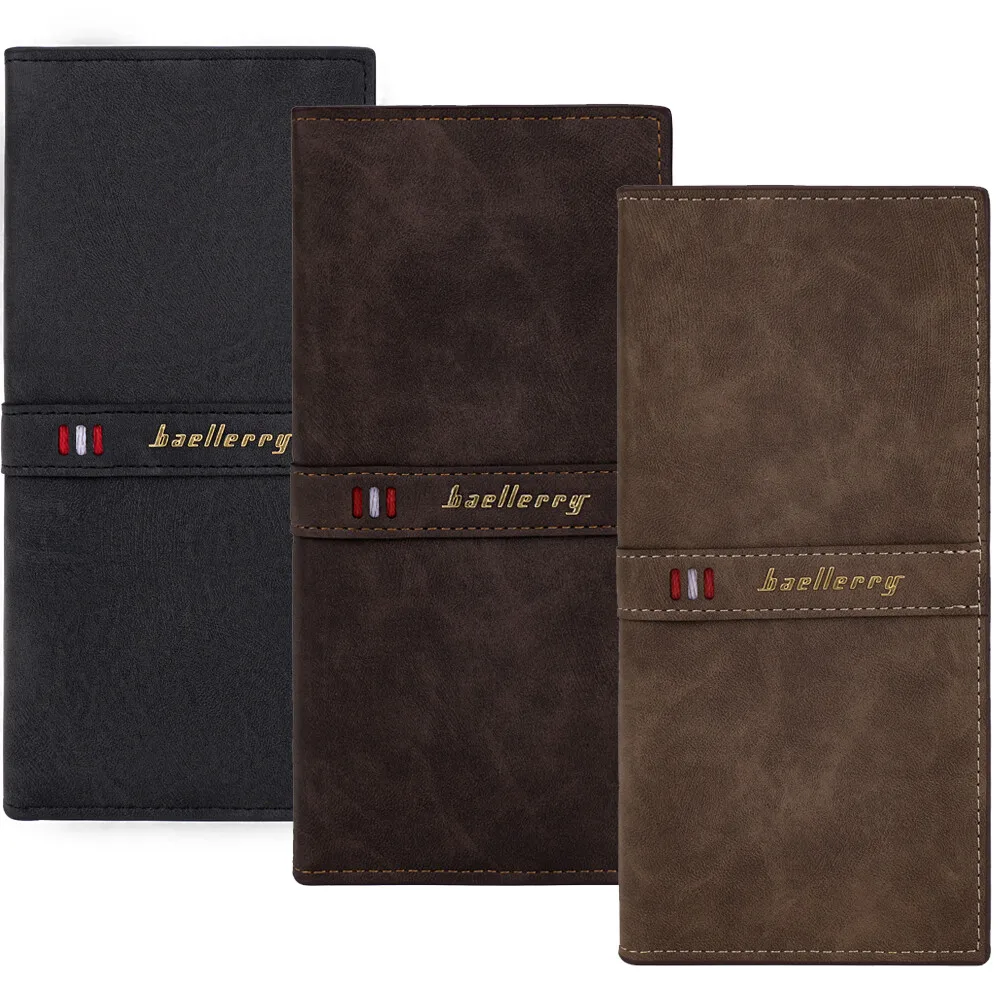 Мужской кожаный кошелек с держателем для удостоверений личности, кошелек с двойным карманом, длинный клатч, двойной деловой кошелек для денег, мужские кошельки, тонкий кошелек с отделением для карт 
Мужской кожаный кошелек с держателем для удостоверений личности, кошелек с двойным карманом, длинный клатч, двойной деловой кошелек для денег, мужские кошельки, тонкий кошелек с отделением для карт