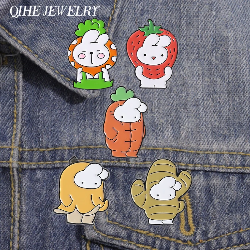 Cartoon Rabbit Wearing Banana Carrot Clothes Brooch Enamel Pins Cute Bunny Strawberry Brooches Collar Lapel Badge Jewelry Gifts
Cartoon Rabbit Wearing Banana Carrot Clothes Brooch Enamel Pins Cute Bunny Strawberry Brooches Collar Lapel Badge Jewelry Gifts