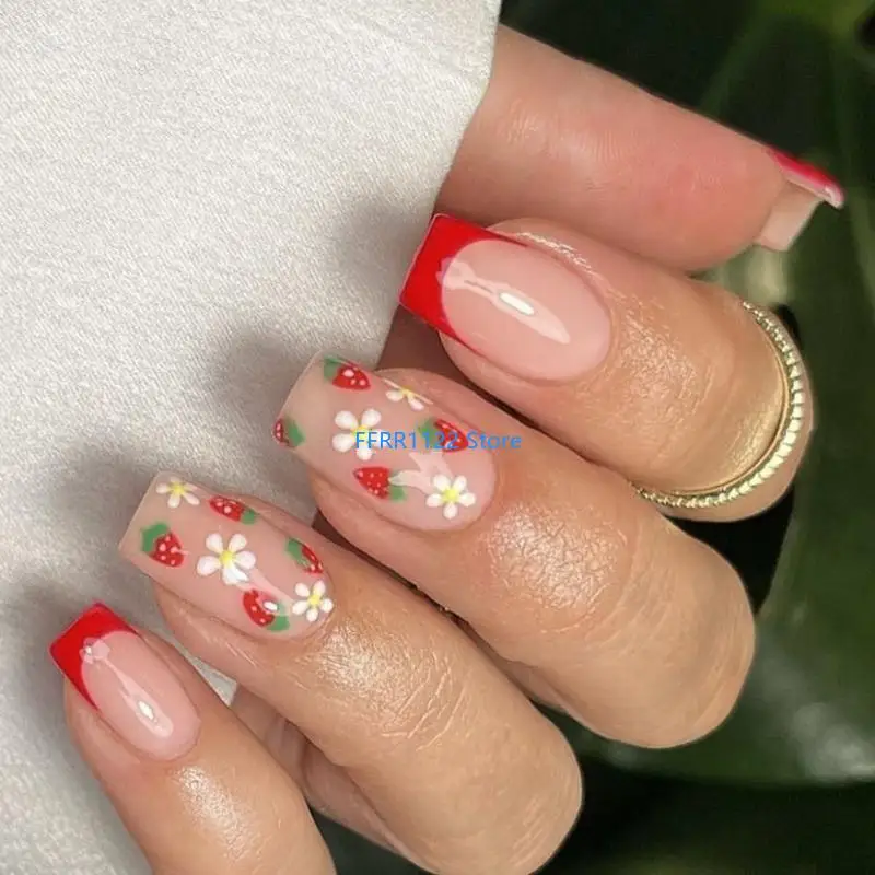 Y1UF Square Fake Press On Artificial Strawberry False Glues On Designs French Tips 24pcs 12Size
Y1UF Square Fake Press On Artificial Strawberry False Glues On Designs French Tips 24pcs 12Size