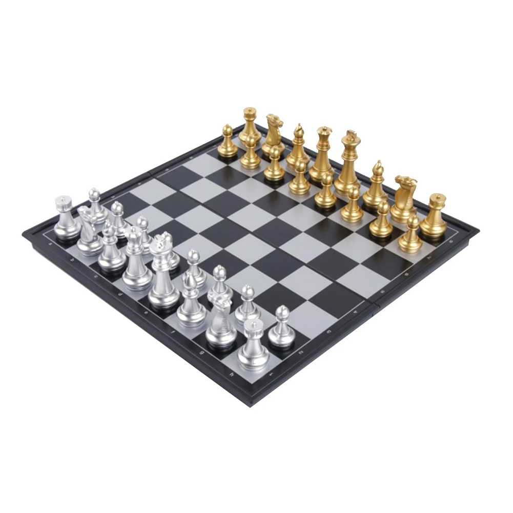 Складная шахматная доска, шахматная игра, золотой, серебряный шахматный набор, портативные дорожные шахматные настольные игры, пластиковые наборы для детей и взрослых, вечерние
Складная шахматная доска, шахматная игра, золотой, серебряный шахматный набор, портативные дорожные шахматные настольные игры, пластиковые наборы для детей и взрослых, вечерние