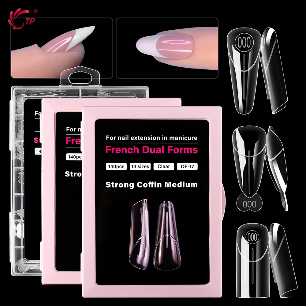 TP 140Pcs Dual Nail Forms Reusable Inner French Line UV Gel Acrylic Nail Mold Square Almond 14 Sizes Extension French Nail Tips
TP 140Pcs Dual Nail Forms Reusable Inner French Line UV Gel Acrylic Nail Mold Square Almond 14 Sizes Extension French Nail Tips