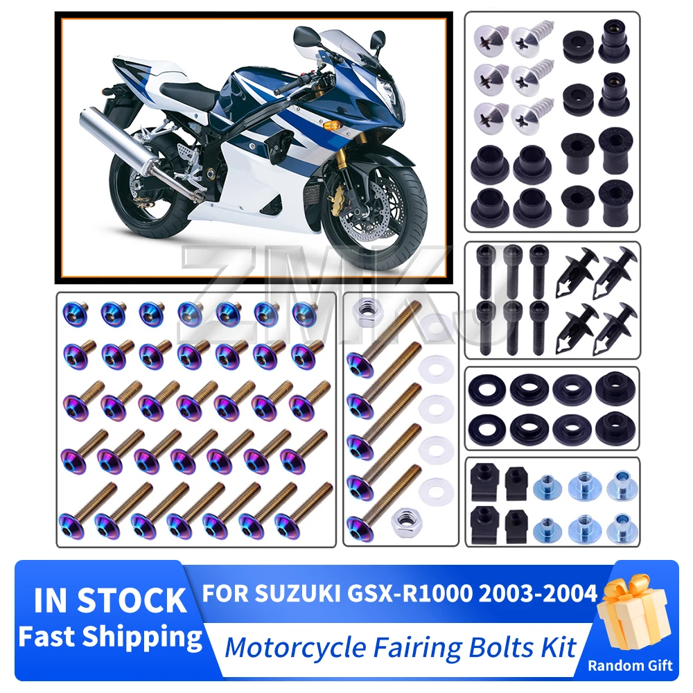 For Suzuki GSXR1000 GSX-R1000 2003-2004 K3 K4 Motorcycle Stainless Complete Bodywork Fairing Bolts Kits Screws Clip Accessories
For Suzuki GSXR1000 GSX-R1000 2003-2004 K3 K4 Motorcycle Stainless Complete Bodywork Fairing Bolts Kits Screws Clip Accessories