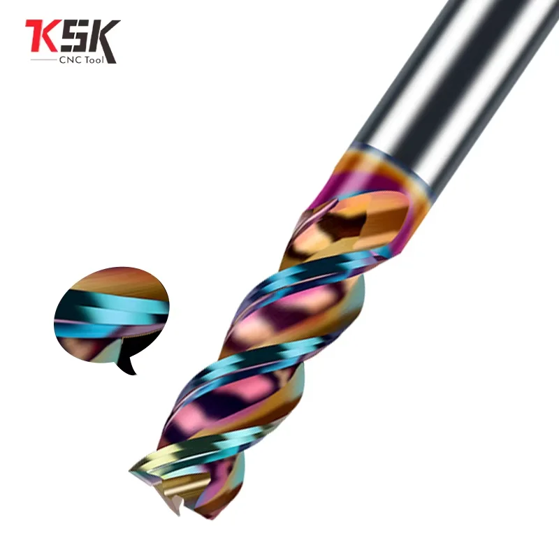 HRC55 3flute U-groove groove Seven color milling cutter high gloss aluminum milling cutter high-efficiency hard alloy CNC tools
HRC55 3flute U-groove groove Seven color milling cutter high gloss aluminum milling cutter high-efficiency hard alloy CNC tools
