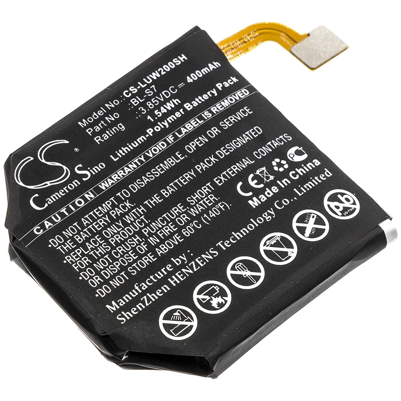 Cameron Sino 3.85V 400mAh CS-LUW200SH Smartwatch Battery BL-S7 for LG Watch Urbane 2nd Edition LTE, W200, W280, W280A +TOOL
Cameron Sino 3.85V 400mAh CS-LUW200SH Smartwatch Battery BL-S7 for LG Watch Urbane 2nd Edition LTE, W200, W280, W280A +TOOL