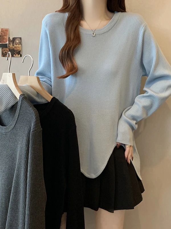 Loose Long Sve Knitwear Simple Wave Hem Large Size Women's T-irt Casual Autumn Faion plus Size Inner Wear Polyester Fiber
Loose Long Sve Knitwear Simple Wave Hem Large Size Women's T-irt Casual Autumn Faion plus Size Inner Wear Polyester Fiber