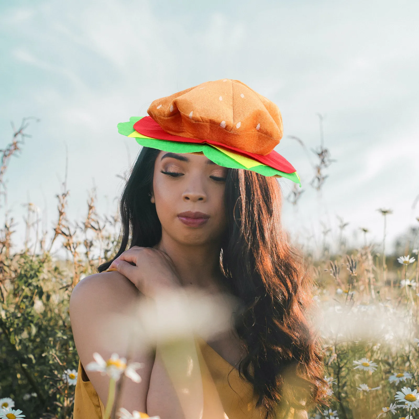 Hamburger Hat Decorative Burger Headdress Yellow Party Costume Prop Performance Stylish Comfortable Lightweight
Hamburger Hat Decorative Burger Headdress Yellow Party Costume Prop Performance Stylish Comfortable Lightweight