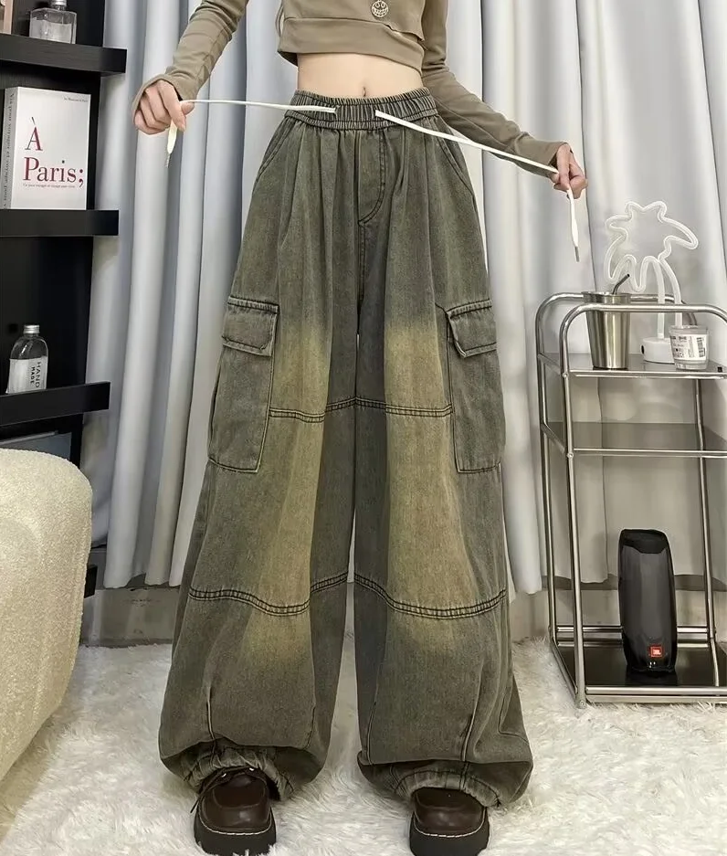 Loose Wide Leg Denim Jeans Hip Hop Washed Yellow Mud Color Multi Pocket Casual Trousers for Men And Women Autumn Winter New S...
Loose Wide Leg Denim Jeans Hip Hop Washed Yellow Mud Color Multi Pocket Casual Trousers for Men And Women Autumn Winter New S...