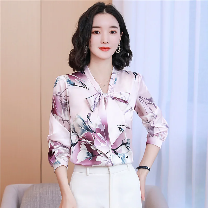 Clothing Shirt Long Sleeve Ladies Spring Fashion Stylish Printed Bow Ribbon Silk Top
Clothing Shirt Long Sleeve Ladies Spring Fashion Stylish Printed Bow Ribbon Silk Top