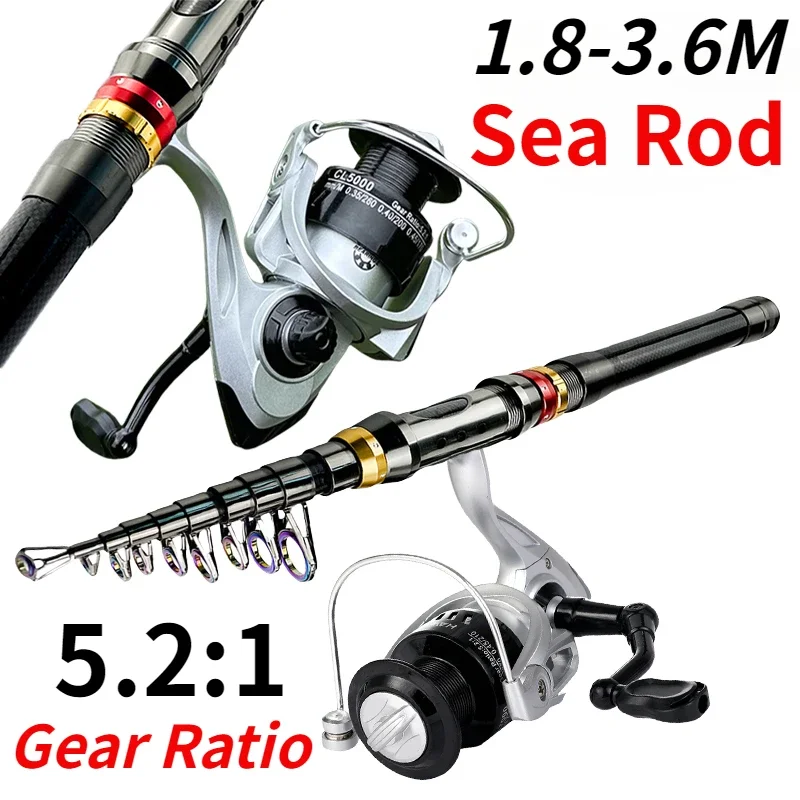Spinning Fishing Rod Combo 1.8-3.6M Super Hard Telescopic Sea Pole and 5.2:1 Gear Ratio Max Drag 3-8kg Baitcasting Reel Pesca
Spinning Fishing Rod Combo 1.8-3.6M Super Hard Telescopic Sea Pole and 5.2:1 Gear Ratio Max Drag 3-8kg Baitcasting Reel Pesca
