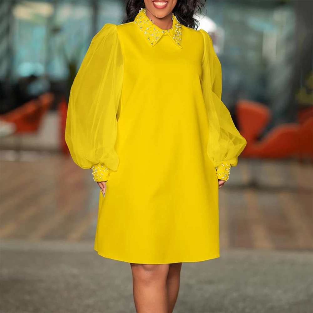 Fashion Office Ladies Dresses for Women Turn Down Collar Full Sleeve Straight Knee Length Elegant Business Chic Work Dress New
Fashion Office Ladies Dresses for Women Turn Down Collar Full Sleeve Straight Knee Length Elegant Business Chic Work Dress New