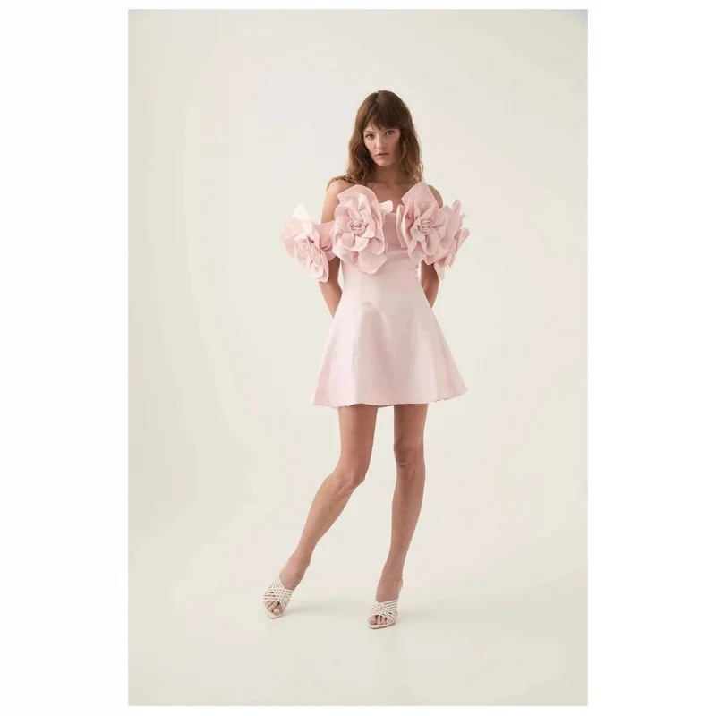 2025 Spring and Summer Australia Three-Dimensional Flower off-Neck Vacation Style Sweet Pink a Words Dress Short Skirt Fas
2025 Spring and Summer Australia Three-Dimensional Flower off-Neck Vacation Style Sweet Pink a Words Dress Short Skirt Fas