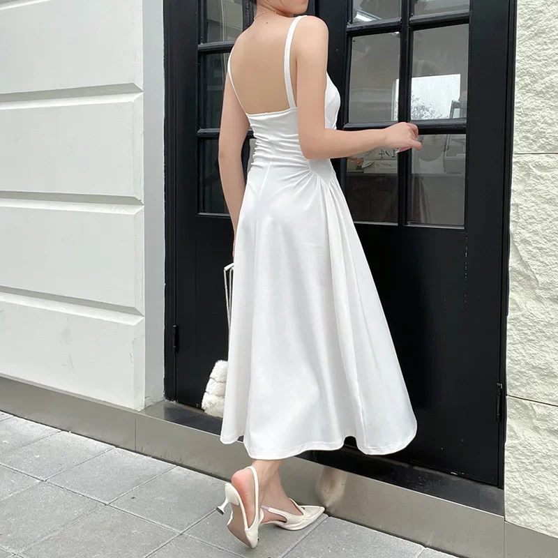 Summer Elegant Casual A-Line Midi Dress Women Sleeveless Vintage Party Vestidos Female Y2k Korean French Chic Solid Robe Платье 
Summer Elegant Casual A-Line Midi Dress Women Sleeveless Vintage Party Vestidos Female Y2k Korean French Chic Solid Robe Платье