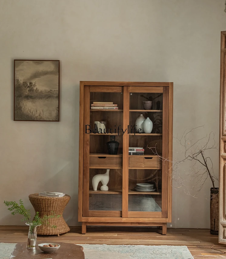 Nordic Retro Wine Cabinet Chinese Style Bookcase Solid Wood Glass Locker Living Room Display Cabinet
Nordic Retro Wine Cabinet Chinese Style Bookcase Solid Wood Glass Locker Living Room Display Cabinet
