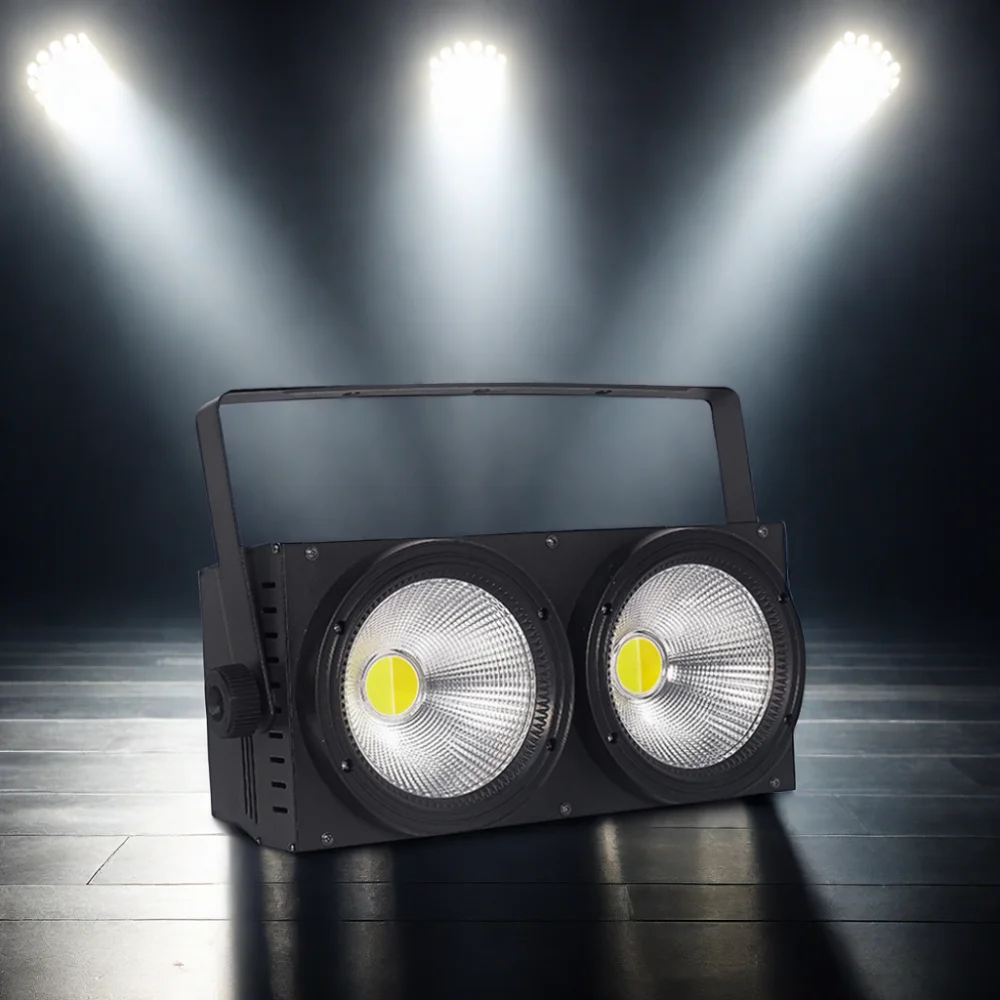 2 Eyes LED Blinder Cob Strobe Wash DJ Spotlights DMX Sound Activated 2x100W Cool Warm White Audience Lighting for Church Venue 
2 Eyes LED Blinder Cob Strobe Wash DJ Spotlights DMX Sound Activated 2x100W Cool Warm White Audience Lighting for Church Venue