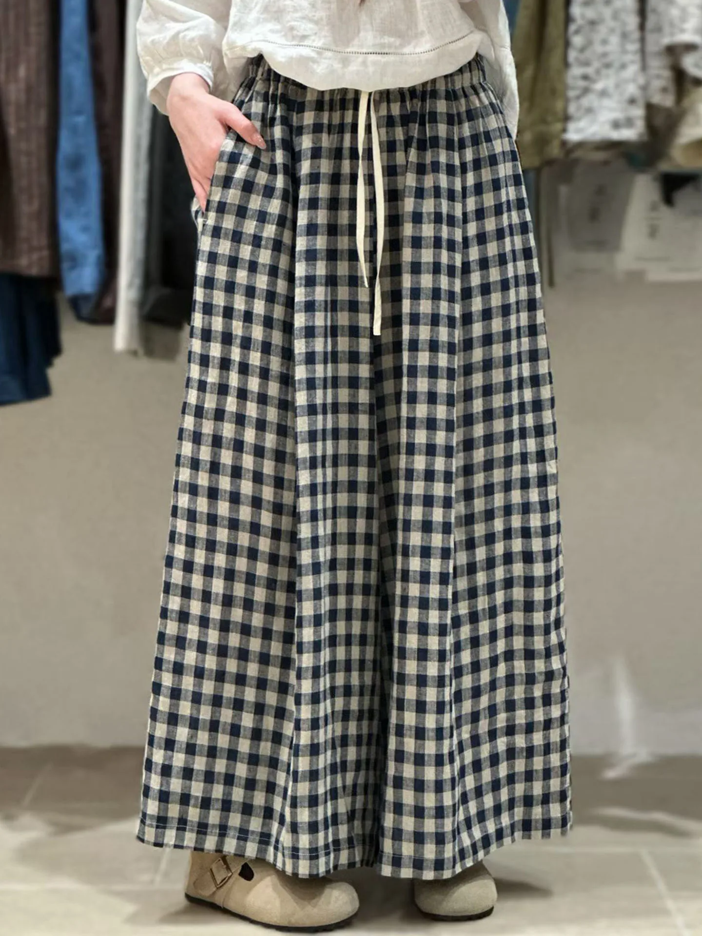 Spring Summer 2026 Wide Leg Pants Lazy Style Linen Color Weave Plaid Elastic Waist Drawstring Retro Loose Slimming Casual Tro...
Spring Summer 2026 Wide Leg Pants Lazy Style Linen Color Weave Plaid Elastic Waist Drawstring Retro Loose Slimming Casual Tro...