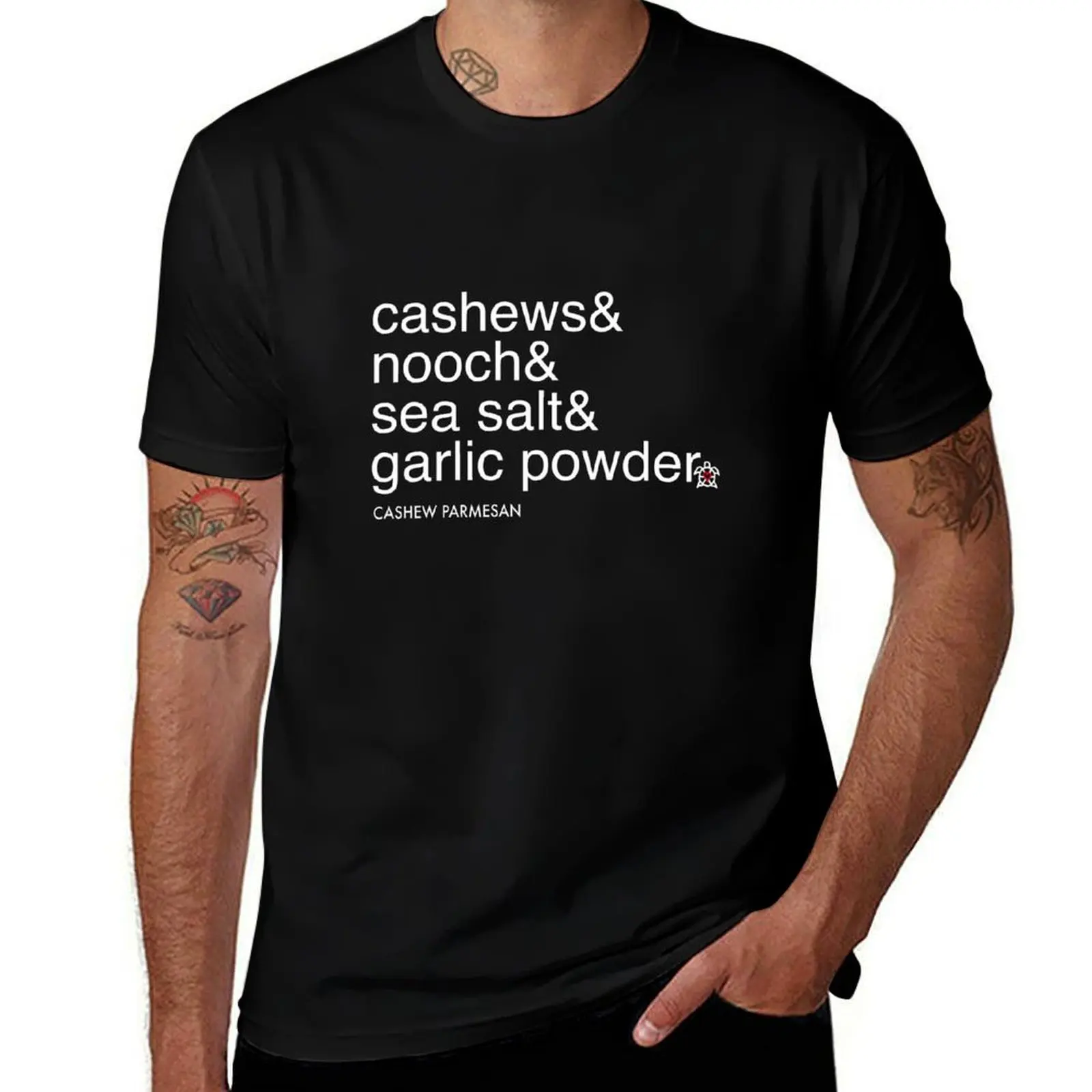 Cashew Parmesan Cheese Ingredients (white lettering) T-Shirt t shirts cotton 100% T-Shirt
Cashew Parmesan Cheese Ingredients (white lettering) T-Shirt t shirts cotton 100% T-Shirt