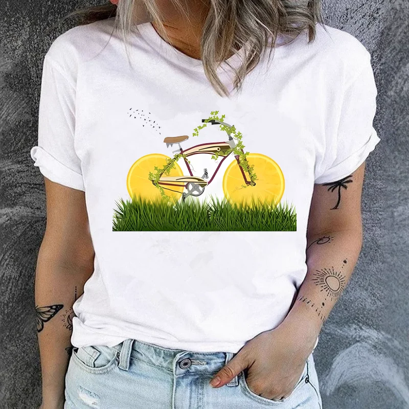New Fruit Bicycle Print Women's Top Short Sleeve T-shirt Tops Aesthetic Clothes Graphic T Shirts Summer polyester fabric
New Fruit Bicycle Print Women's Top Short Sleeve T-shirt Tops Aesthetic Clothes Graphic T Shirts Summer polyester fabric