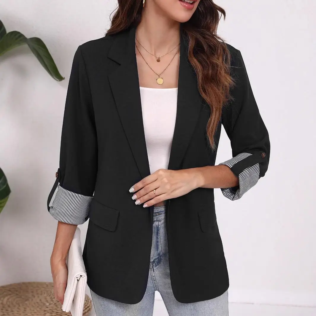 Женский модный жакет-кардиган в повседневном стиле с отложным воротником, приталенный, с рукавом 3/4, однотонный
Женский модный жакет-кардиган в повседневном стиле с отложным воротником, приталенный, с рукавом 3/4, однотонный