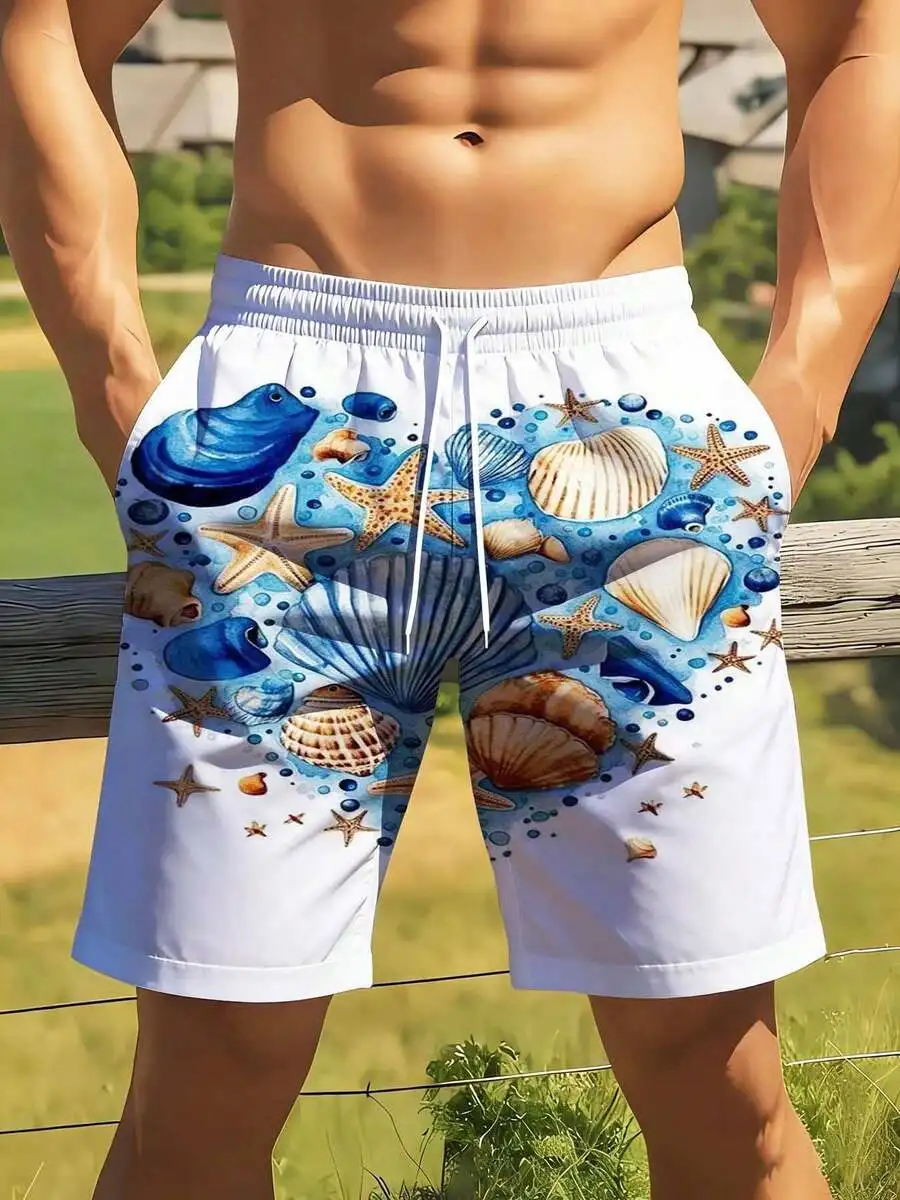 Mens Beach Shorts With Sea Shell And Starfish Print Summer Swim Trunks For Outdoor Leisure Sports
Mens Beach Shorts With Sea Shell And Starfish Print Summer Swim Trunks For Outdoor Leisure Sports