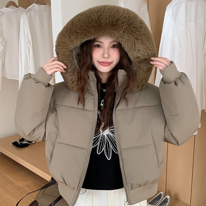 Fur Collar Hooded White Down Cotton Clothes Women's Parkas 2026 Winter New Thicken Warm Short Bread Jacket Outerwear Top
Fur Collar Hooded White Down Cotton Clothes Women's Parkas 2026 Winter New Thicken Warm Short Bread Jacket Outerwear Top