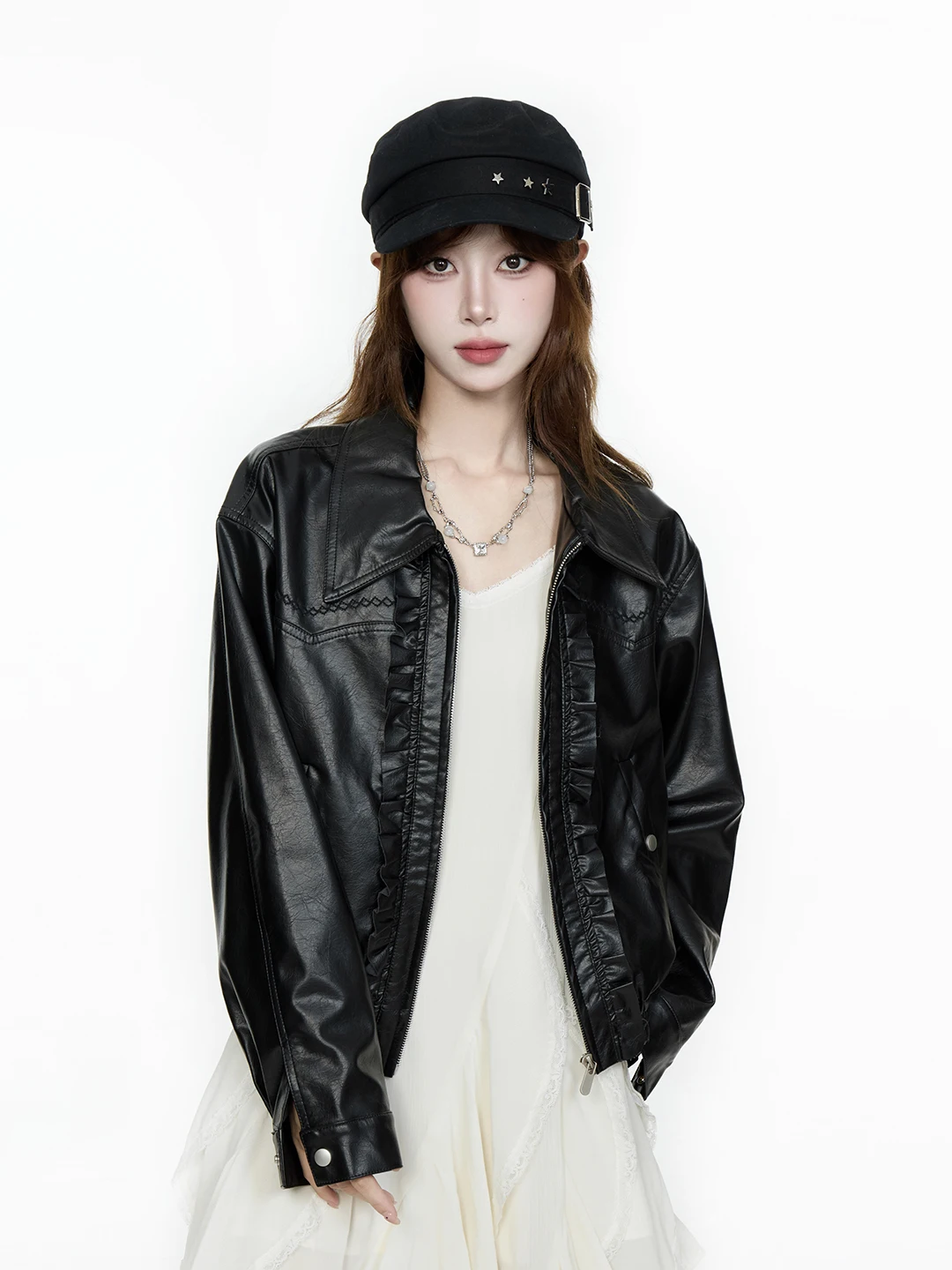 Bla Vintage Leather Jaet Women's Loose Casual Lapel Coat Autumn New Sle Small Size Faionable Streetwear
Bla Vintage Leather Jaet Women's Loose Casual Lapel Coat Autumn New Sle Small Size Faionable Streetwear